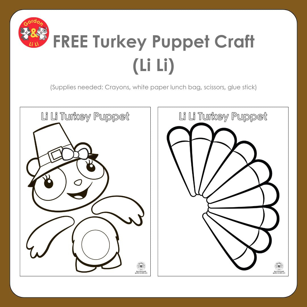 Gordon & Li Li Turkey Puppet Printables