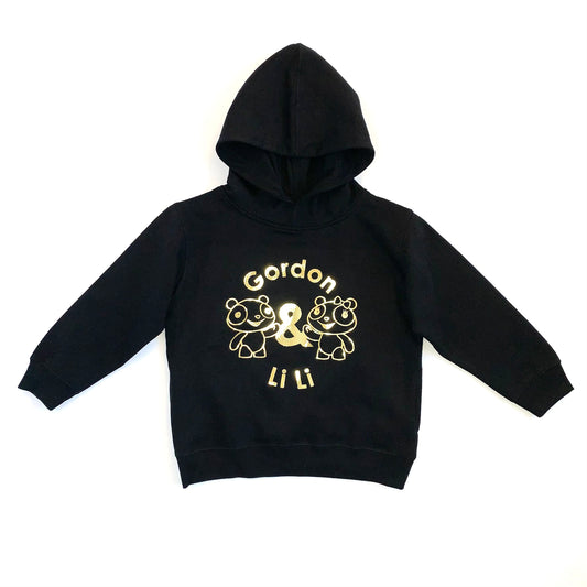 Gordon & Li Li Golden Hoodie. Black with gold foil print.